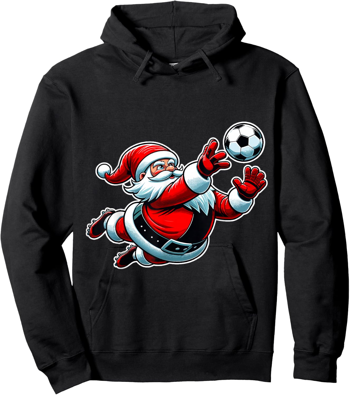 Soccer Santa Christmas Xmas Kids Boys Goalkeeper Ball goalie Hoodie - Hoodie | Black