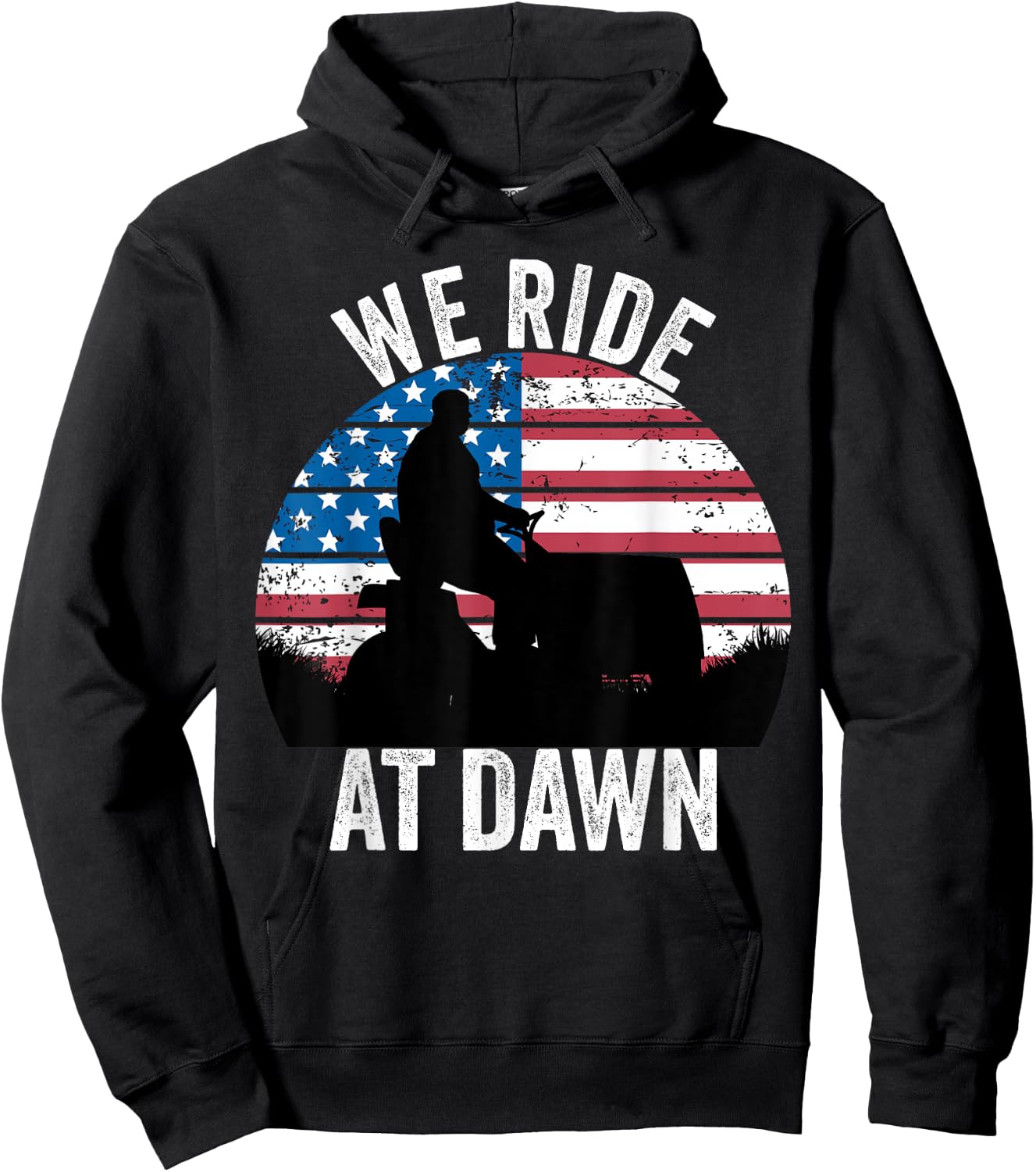 We Ride At Dawn Lawnmower Lawn Mowing Funny Dad Vintage Men Hoodie - Hoodie | Black