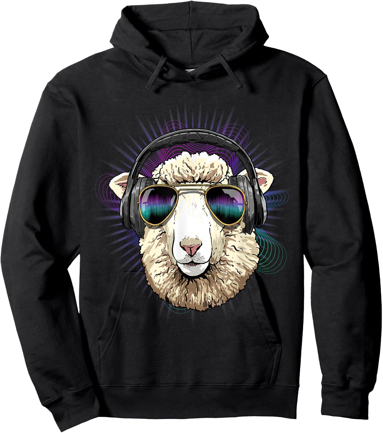 EDM House Music DJ Sheep Lamb Music Lover Music Artist Farm Hoodie - Hoodie | Black