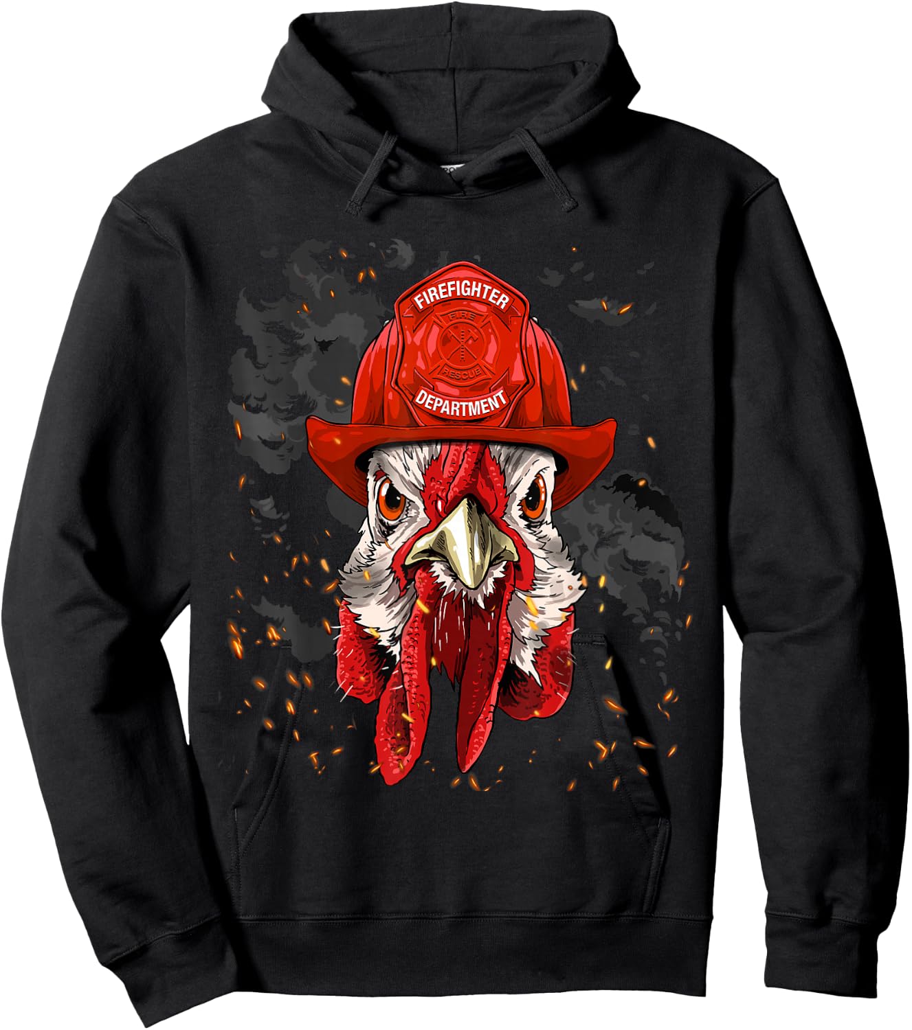 Firefighter Chicken Fire Department Fireman Chicken Lover Hoodie - Hoodie | Black