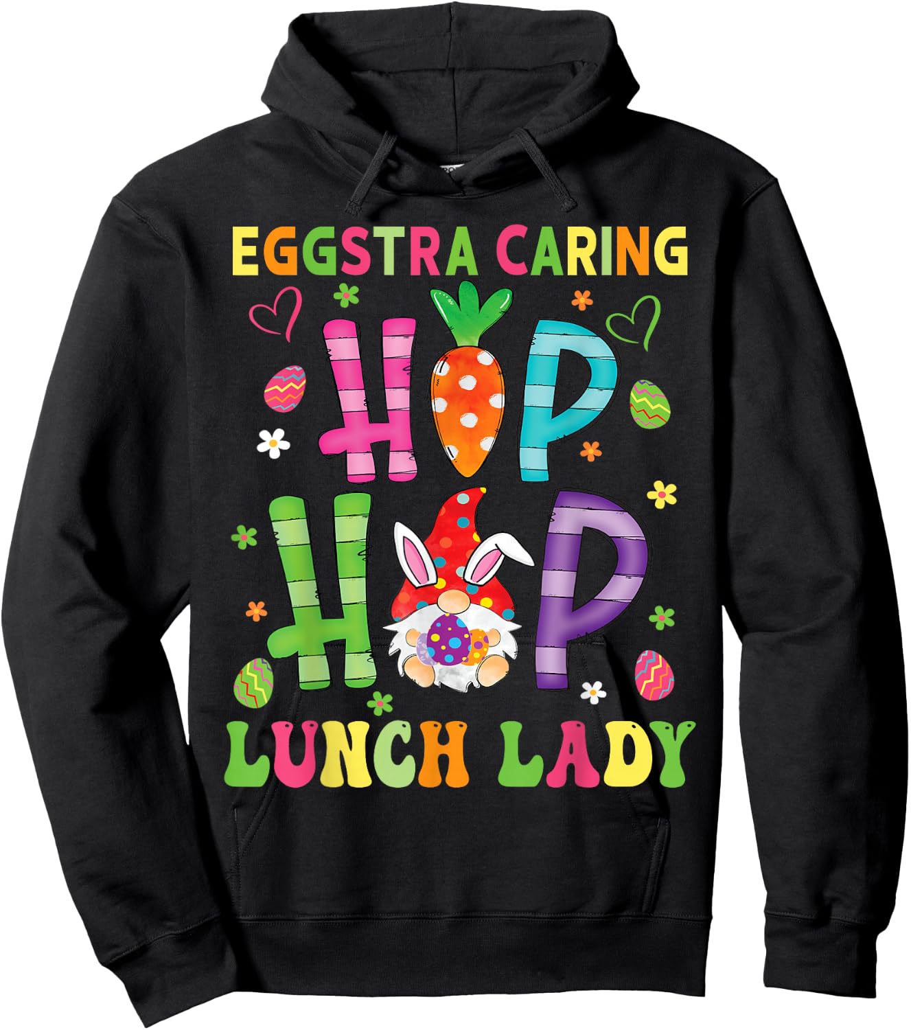 Lunch lady Easter Eggstra Caring School Cafeteria Worker Hoodie - Hoodie | Black