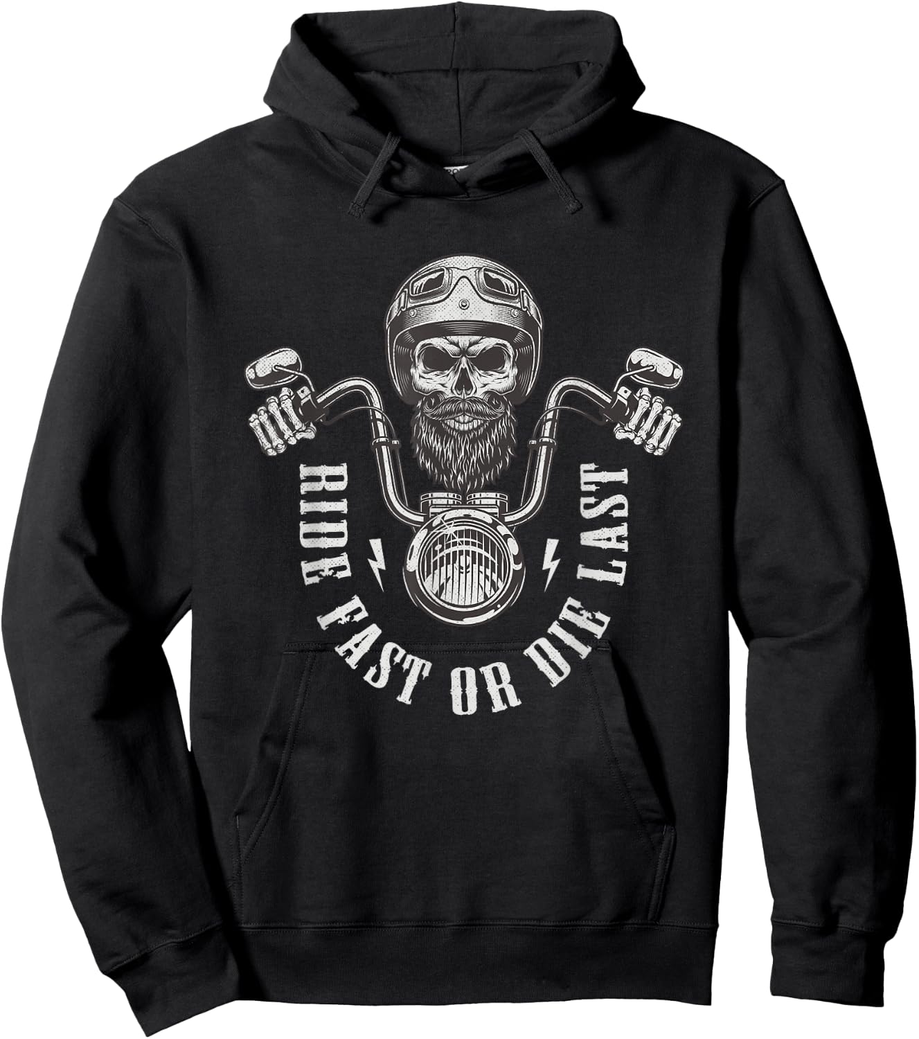 Ride Fast or Die Last Old Motorcycle Rider Saying Hoodie - Hoodie | Black