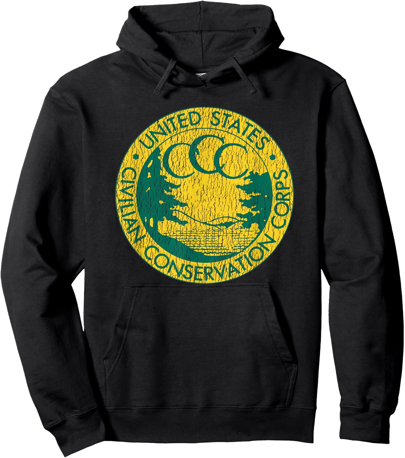 Civilian Conservation Corps CCC Logo Retro Distressed 1930s Hoodie - Hoodie | Black