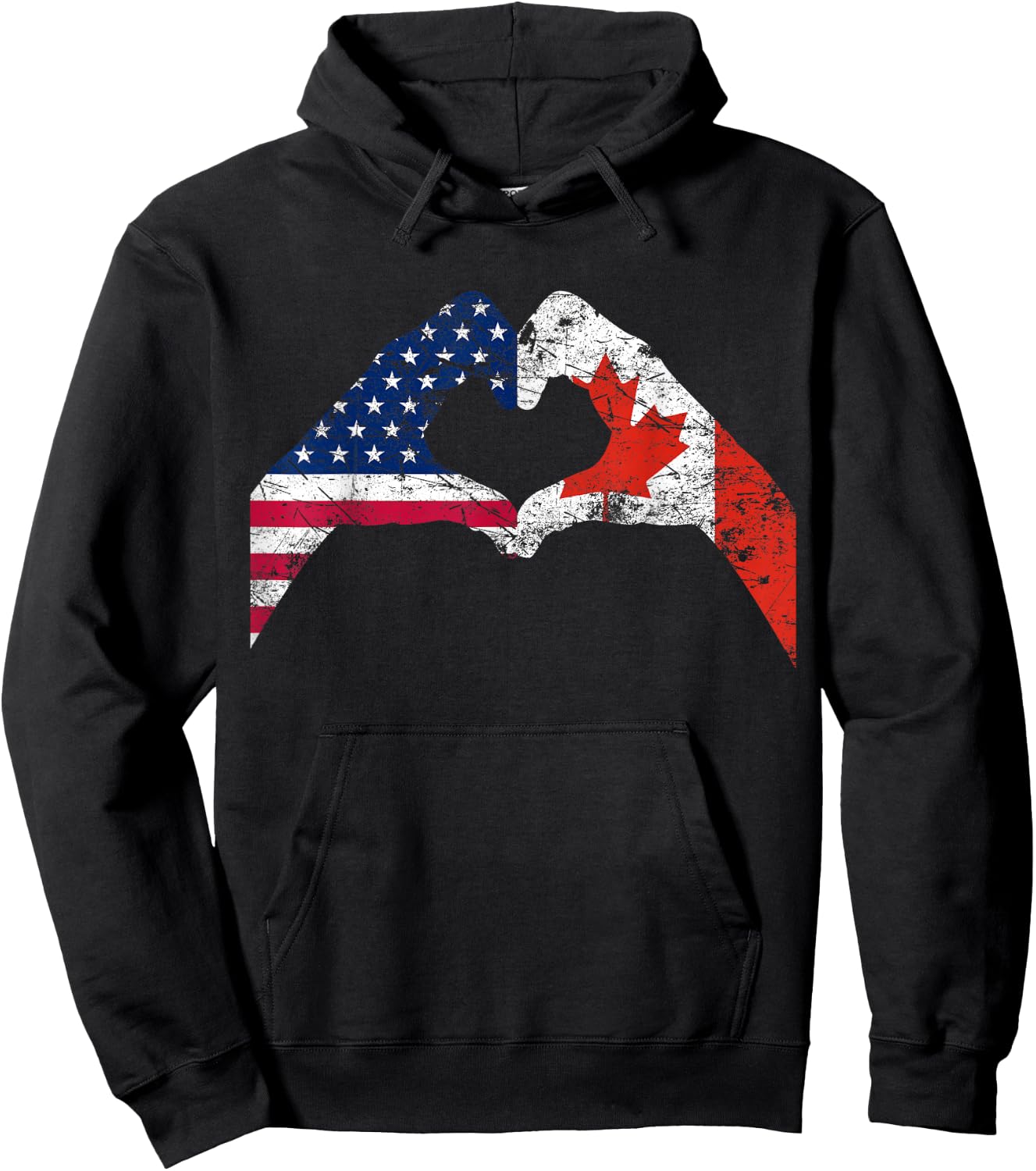 Love America Canada Flag US EH Vintage Hoodie - Hoodie | Black