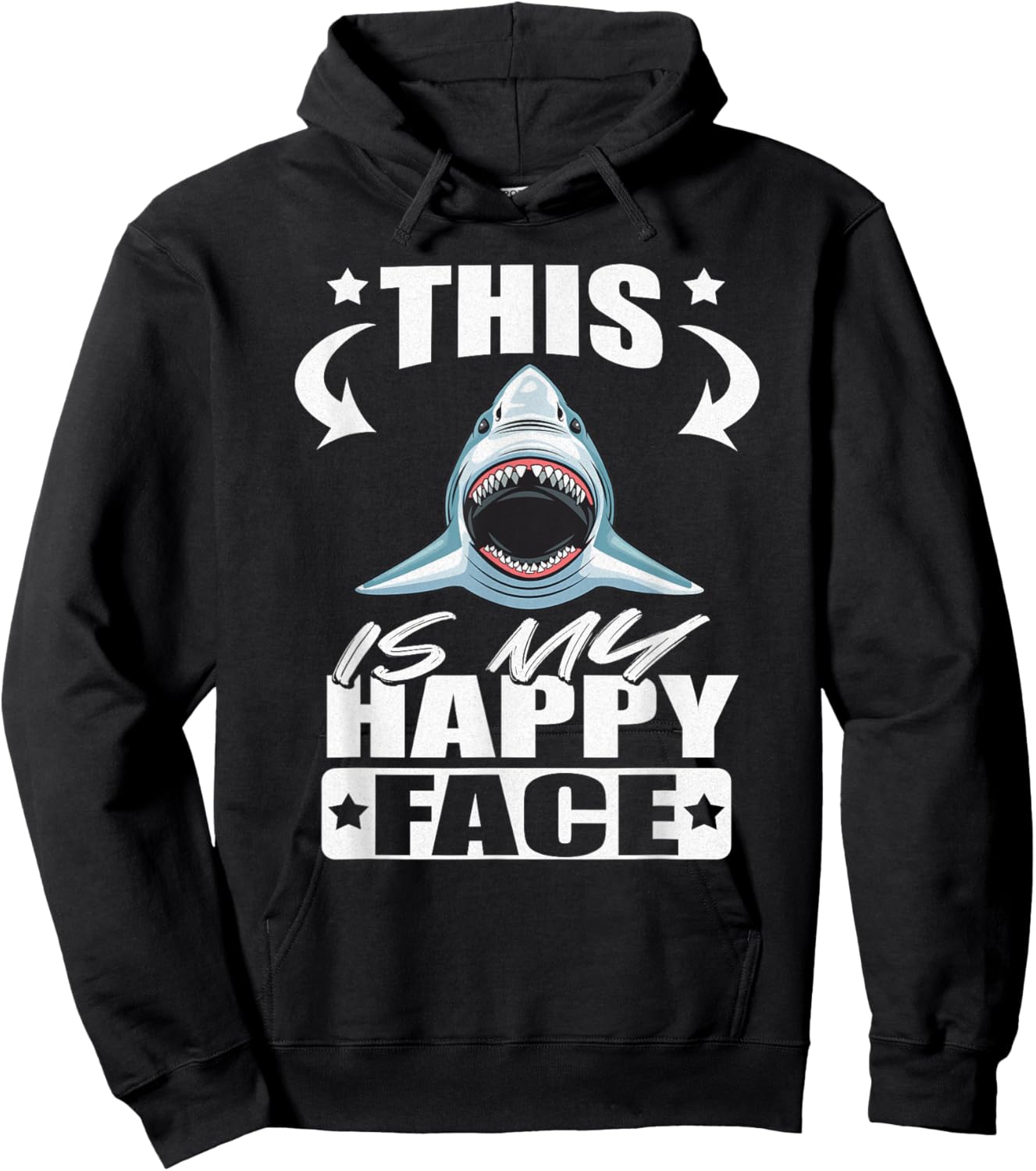 This is My Happy Face Funny Shark Hoodie - Hoodie | Black