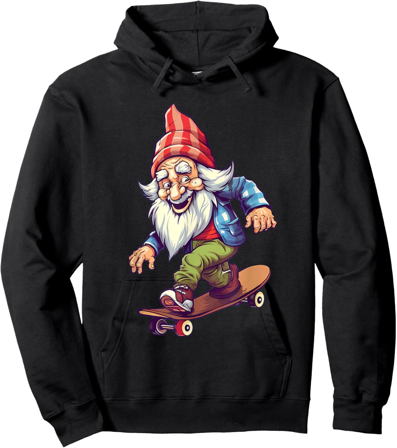 Retro Skateboarding Gnome Skateboard Hoodie - Hoodie | Black
