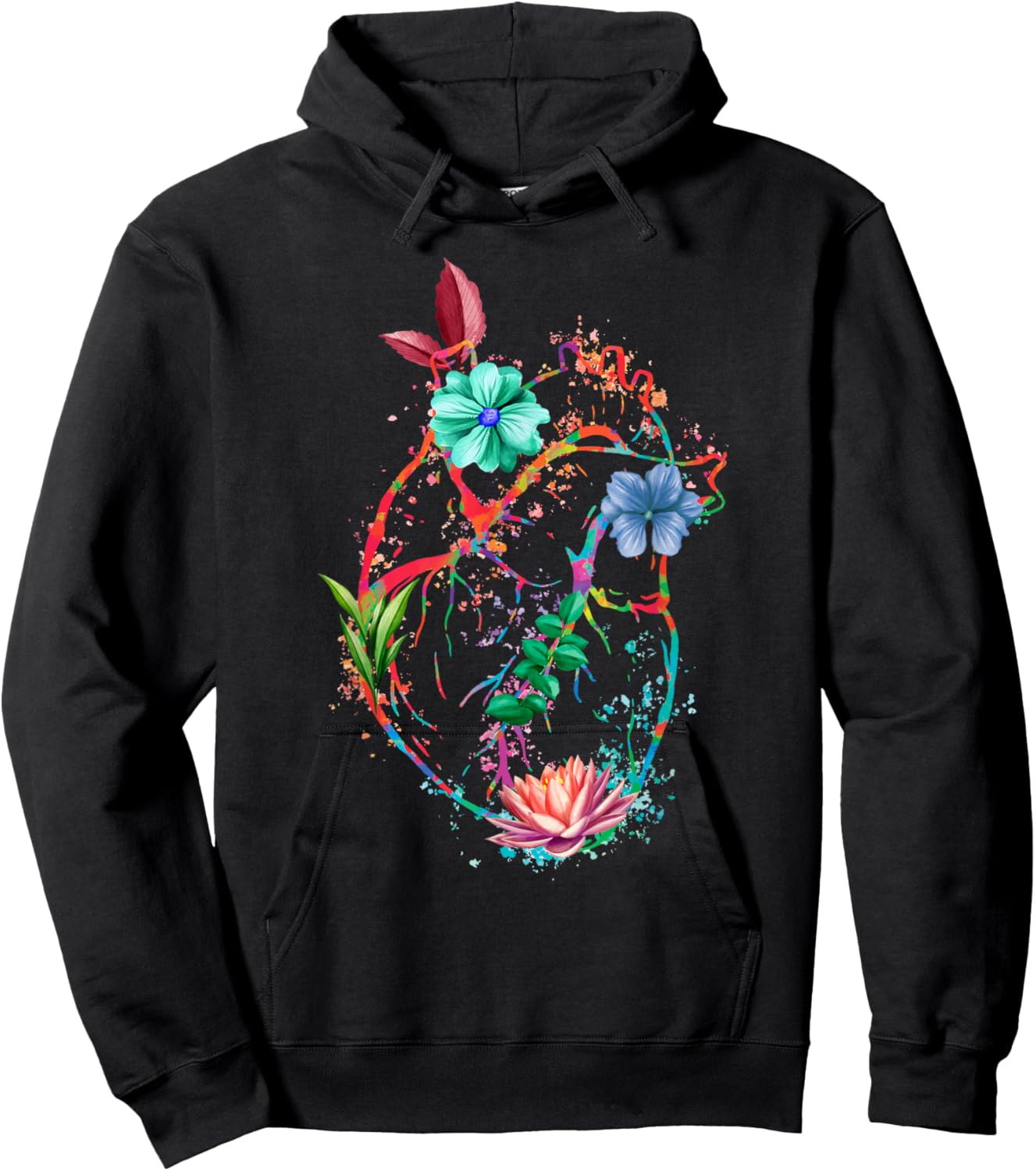 Anatomical Heart And Flowers Funny Men Women Cardiologist Hoodie - Hoodie | Black