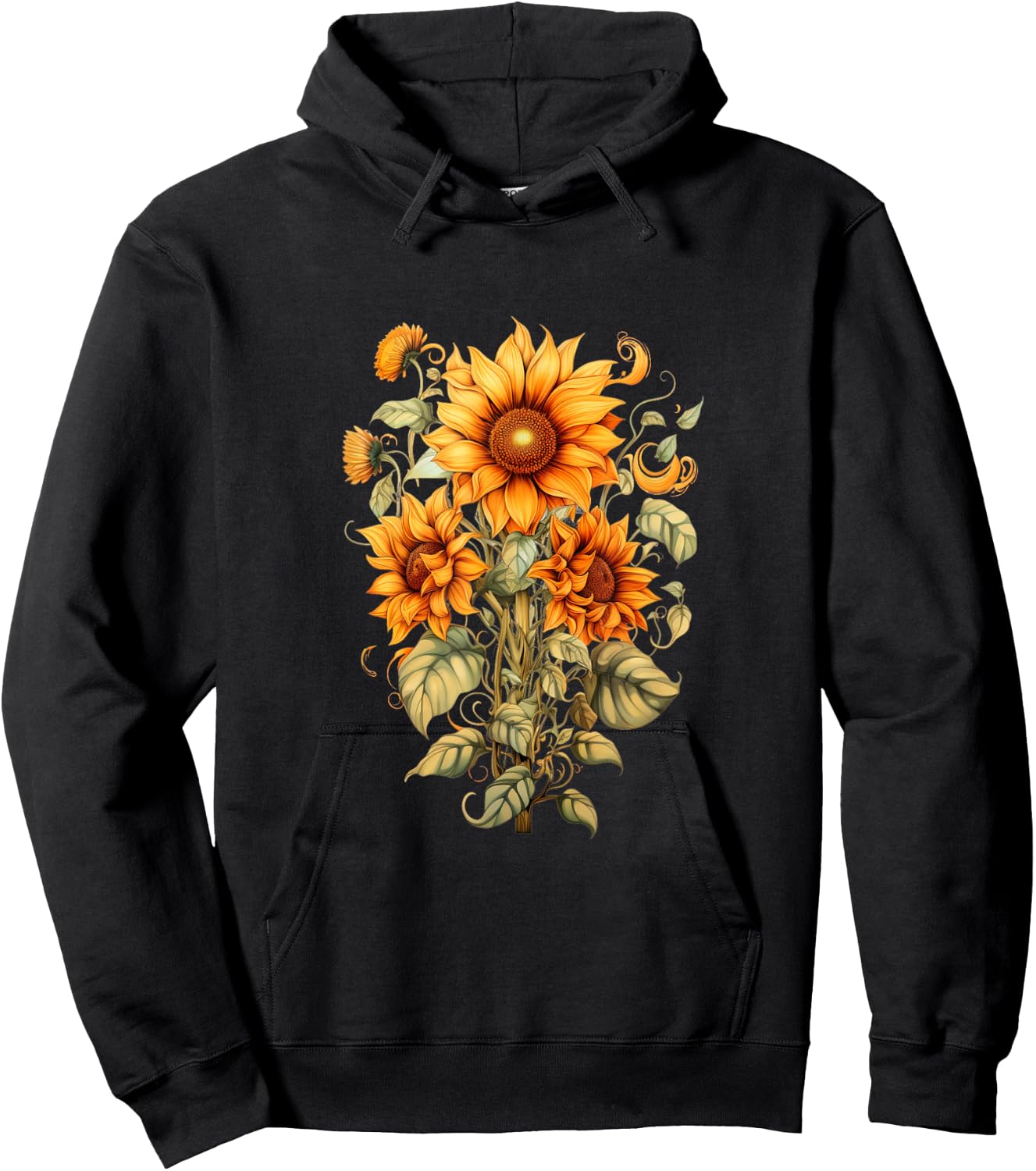 Sunflower butterfly floral vintage cool graphic Hoodie - Hoodie | Black