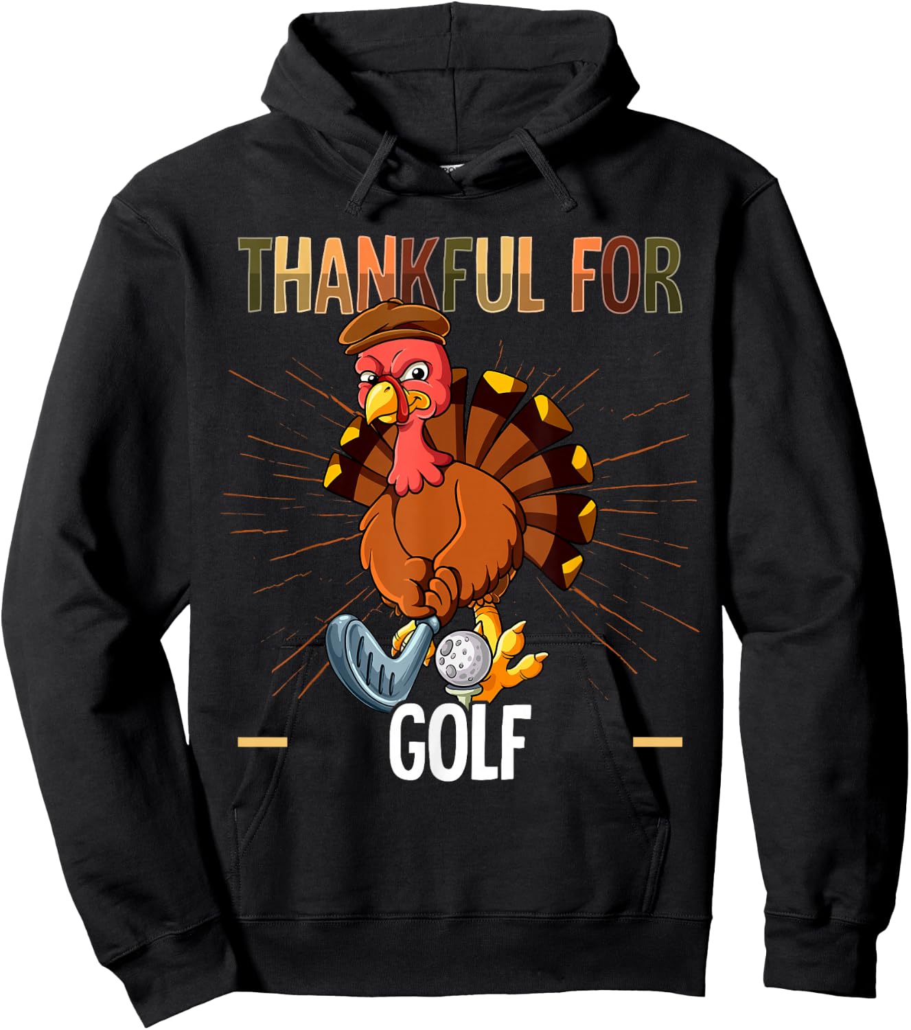 Thanksgiving Turkey Thankful For Golf Hoodie - Hoodie | Black