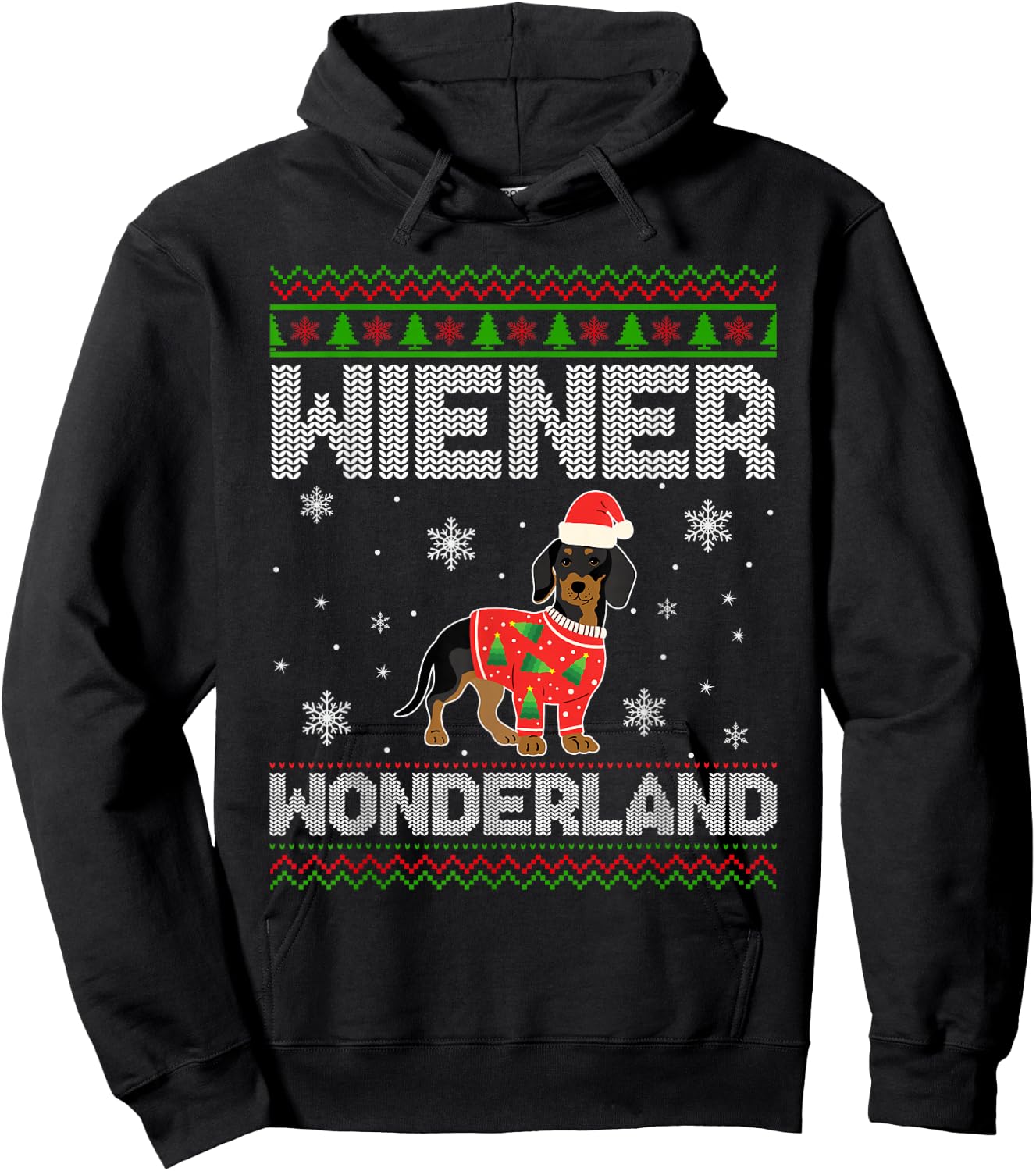 Weenie Wiener Dog Doxie Design Dackel Christmas Dachshund Hoodie - Hoodie | Black
