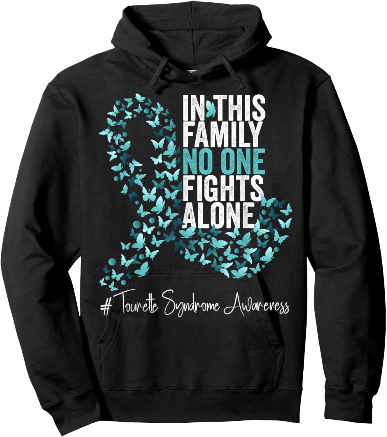 Tourette syndrome Awareness Month Teal Ribbon Hoodie - Hoodie | Black
