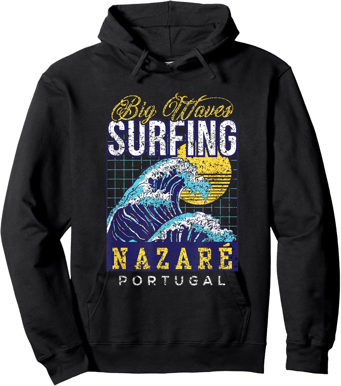 Big Wave Surfing Nazaré Portugal Surfer Surf Hoodie - Hoodie | Black