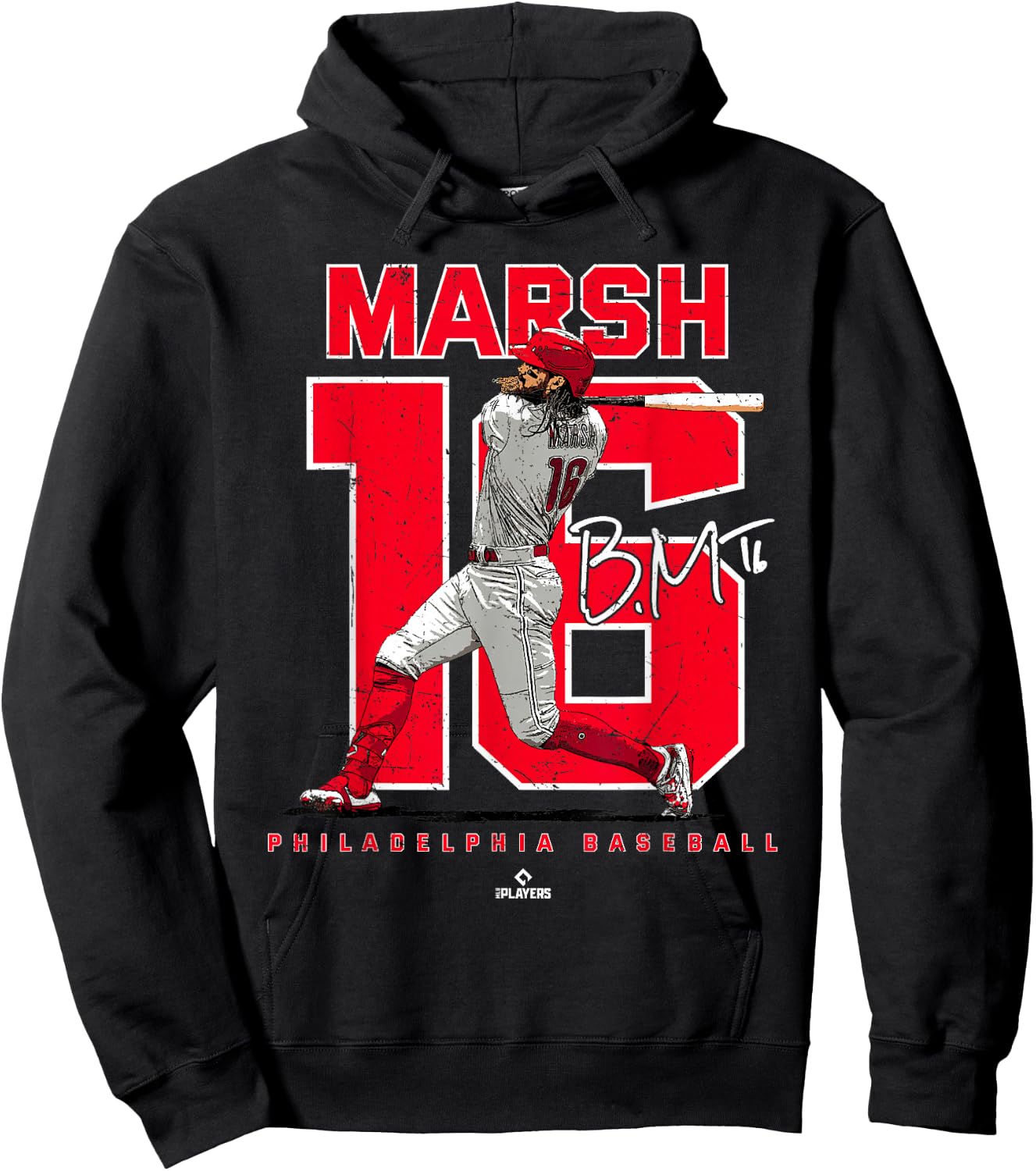 Number and Portrait Brandon Marsh Philadelphia MLBPA Hoodie - Hoodie | Black