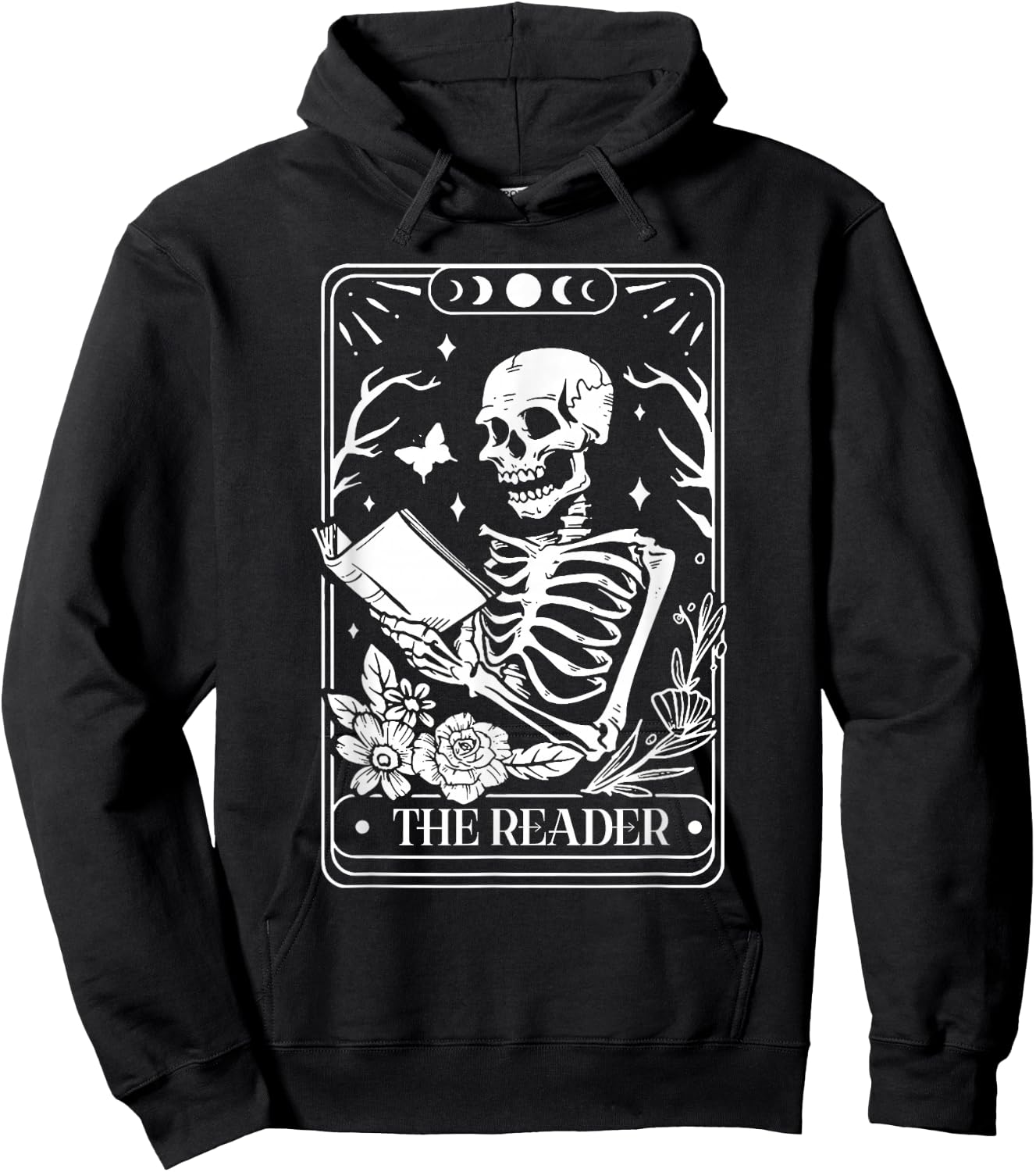 The Reader Tarot Funny Skeleton Reading Hoodie - Hoodie | Black
