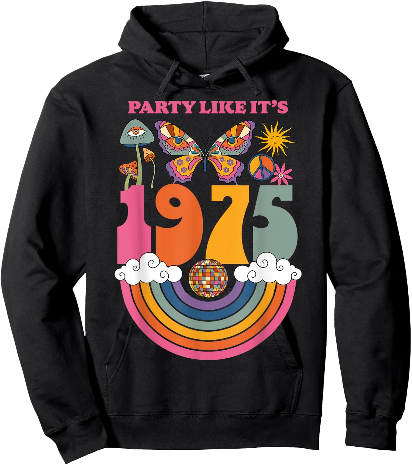 1975 Birthday Party Costume 70s Disco Outfits Men Hoodie - Hoodie | Black
