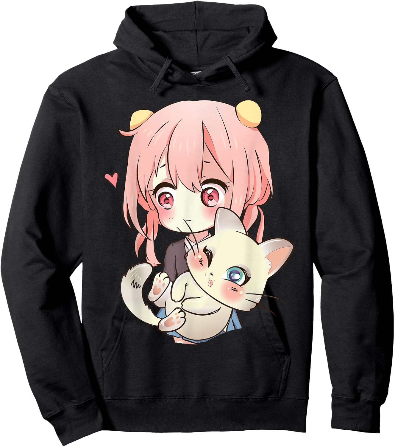 Anime and Cats Lover for Teen Manga Kawaii Graphic Otaku Hoodie - Hoodie | Black