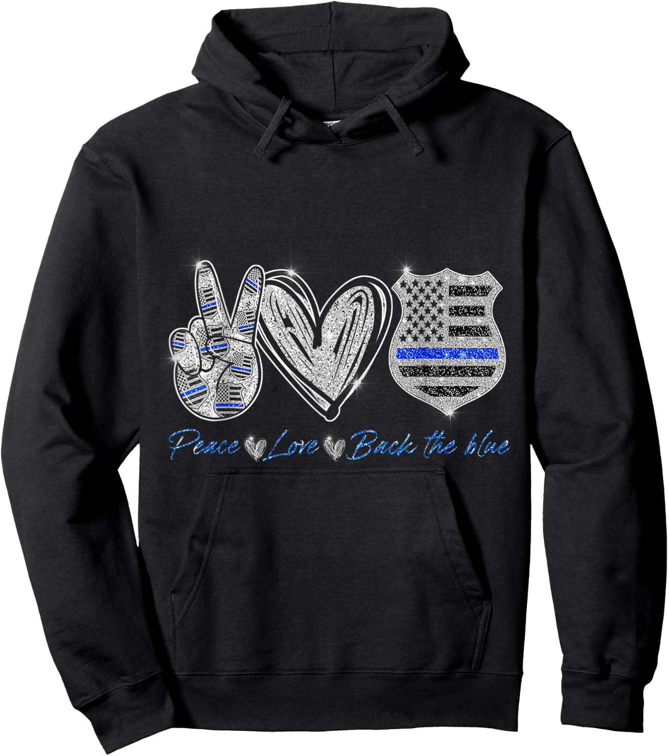 Peace Love Back The Blue Shirt Police Officer Hoodie - Hoodie | Black