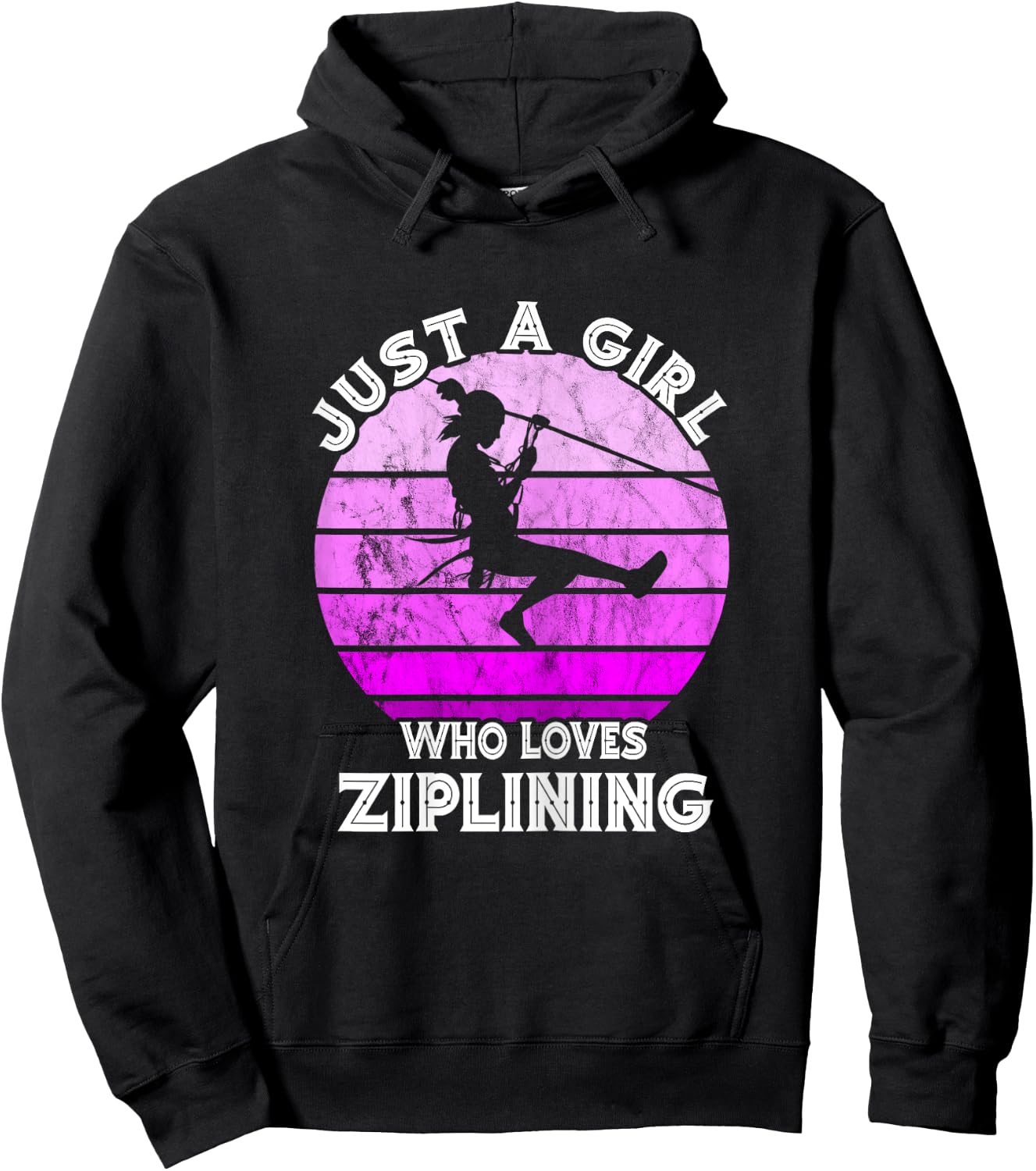 Just A Girl Vintage Zipline Zip Lining Zip Line Aerial Tours Hoodie - Hoodie | Black