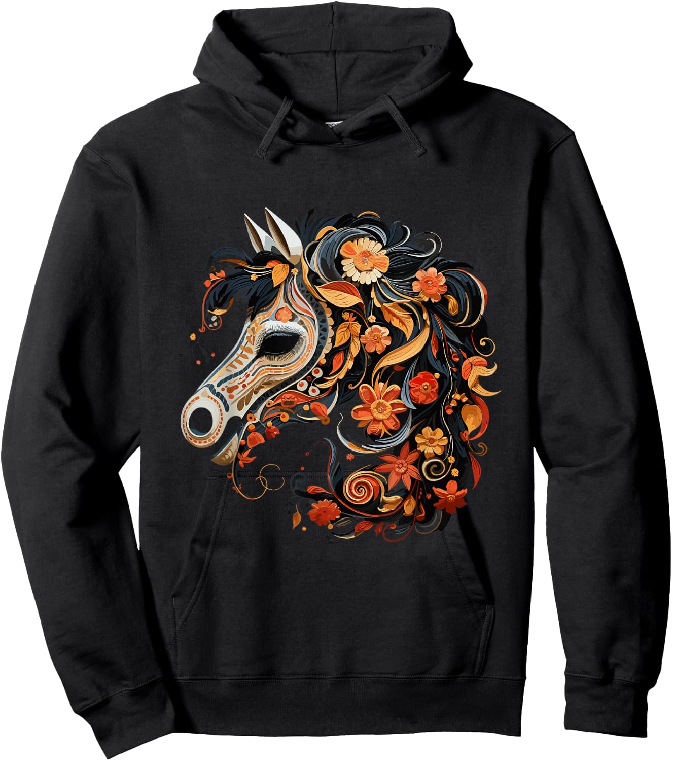 Dia De Los Muertos Day Of The Dead Halloween Horse Hoodie - Hoodie | Black