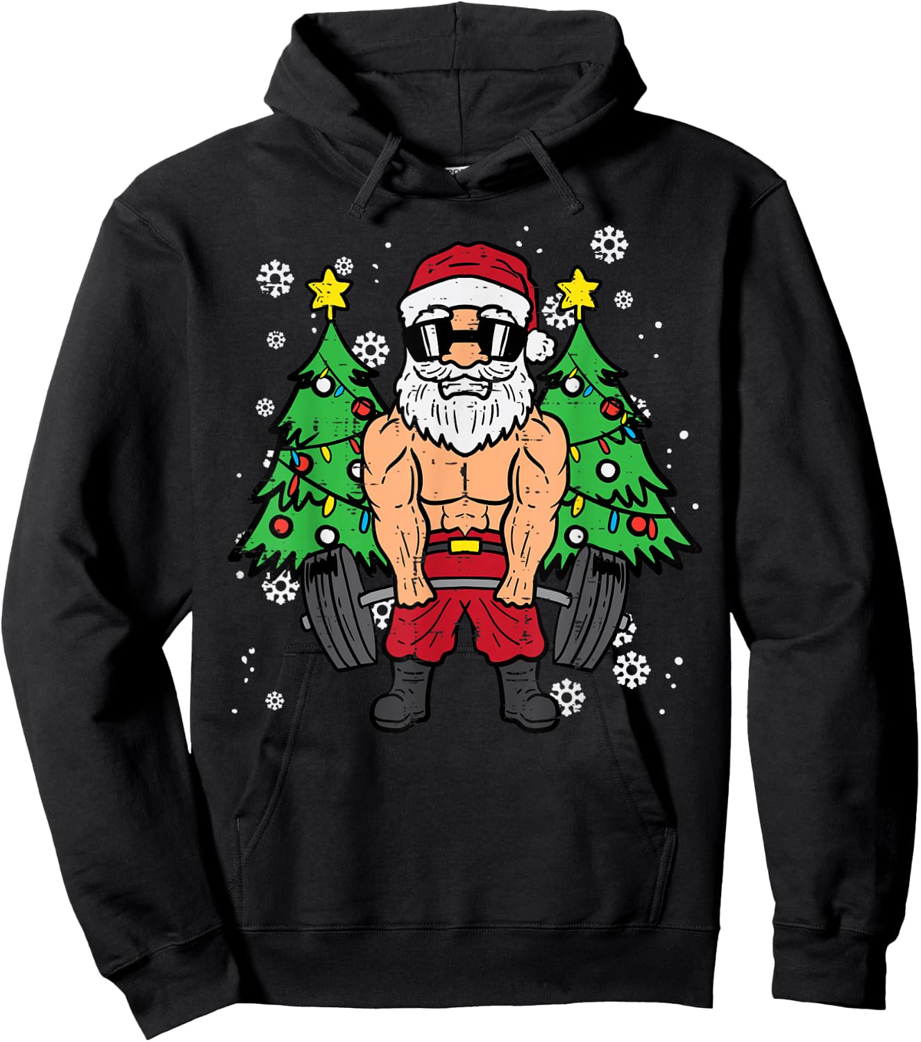 Christmas Santa Deadlift Xmas Weightlift Gym Men Women Hoodie - Hoodie | Black
