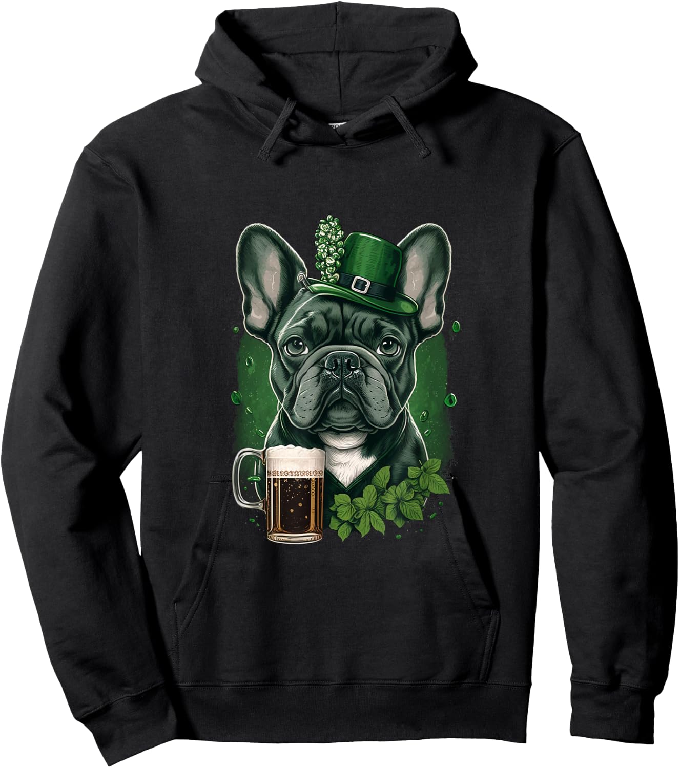 French Bulldog |St. Patricks Day Beer Shamrock Ireland Dog Women Hoodie - Hoodie | Black