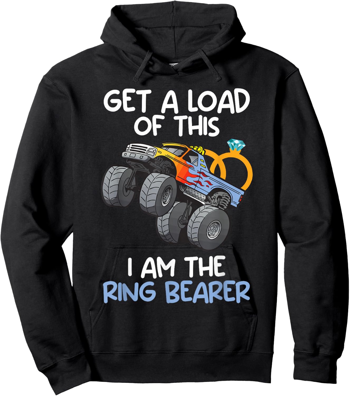 Wedding Shirt Iam The Ring Bearer Funny Monster Truck Boys Hoodie - Hoodie | Black