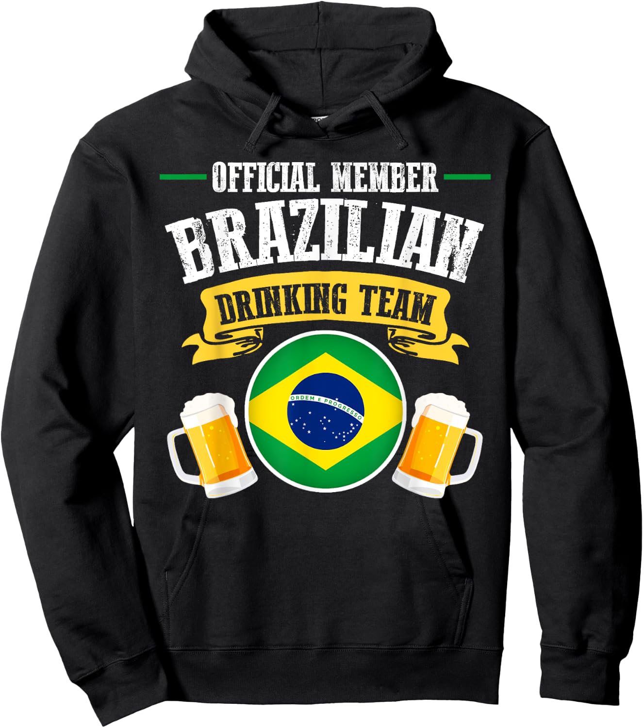 Official Member Brazilian Drinking Team Beers Drink Party Hoodie - Hoodie | Black