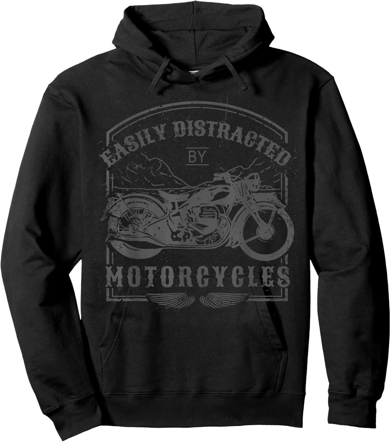 Easily Distracted By Motorcycles Vintage Motorcycle biker Hoodie - Hoodie | Black