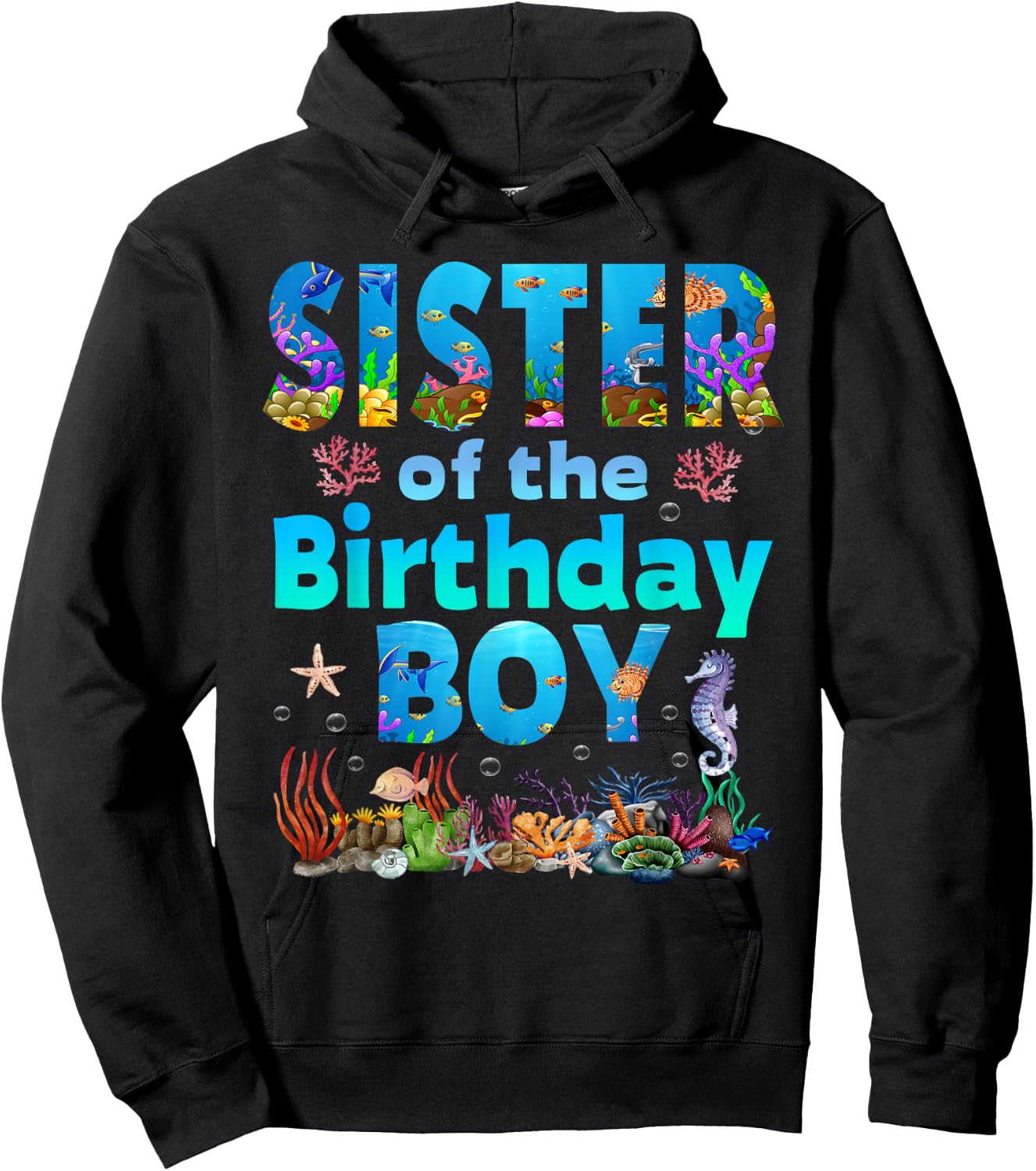Sister Of The Birthday Boy Sea Fish Ocean Animals Aquarium Hoodie - Hoodie | Black