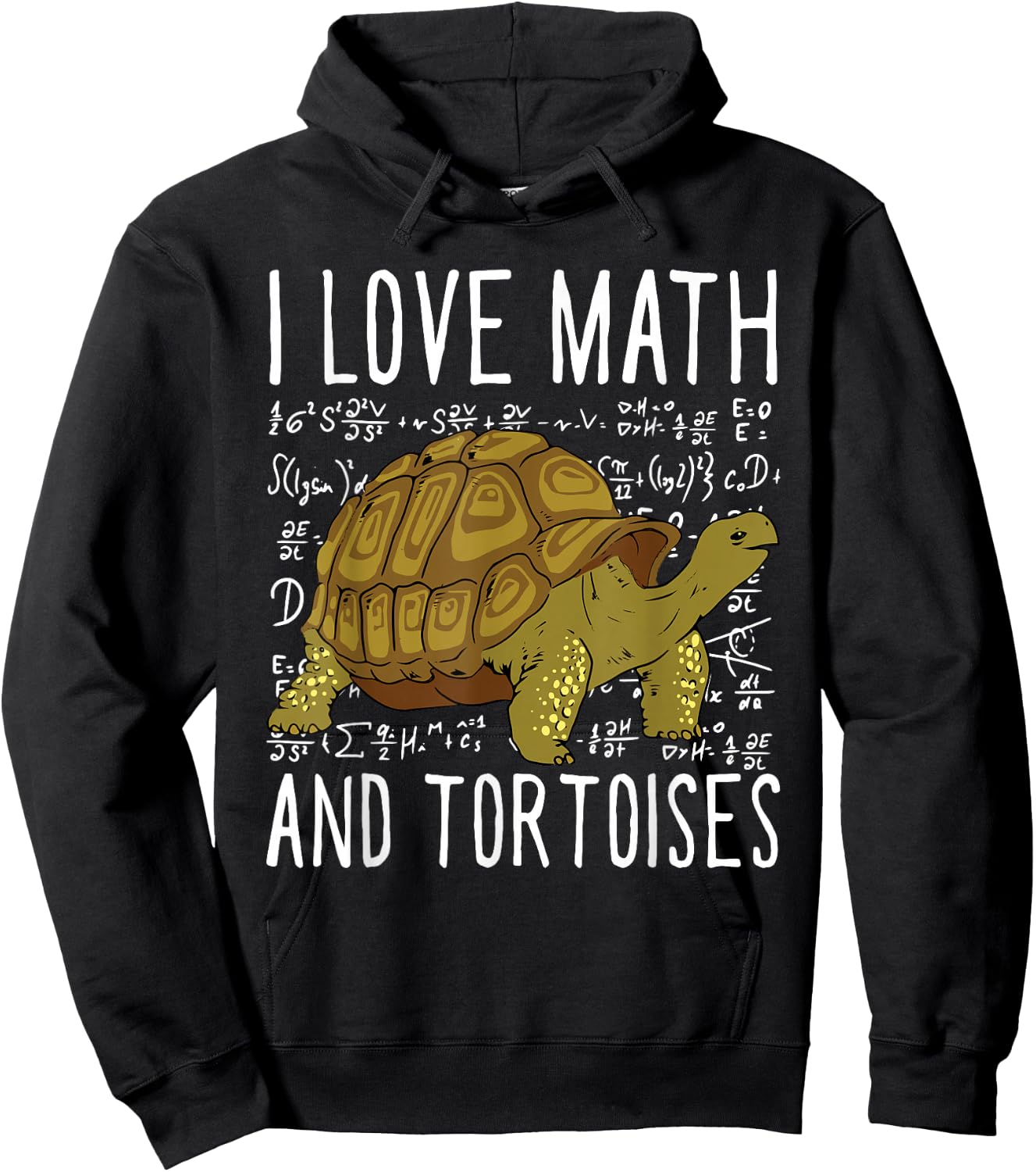I Love Math And Tortoises Funny Kids School Turtle Hoodie - Hoodie | Black