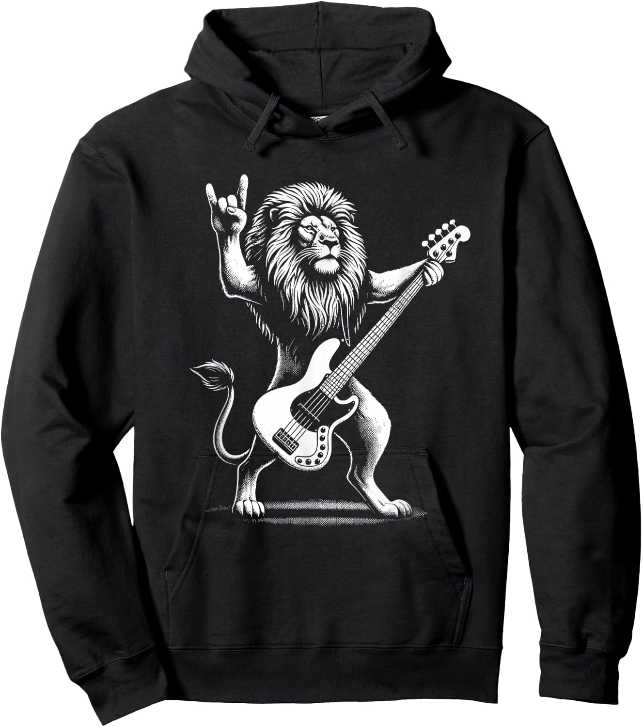 Rock n Roll Lion Playing Guitar Funny Lion Hoodie - Hoodie | Black