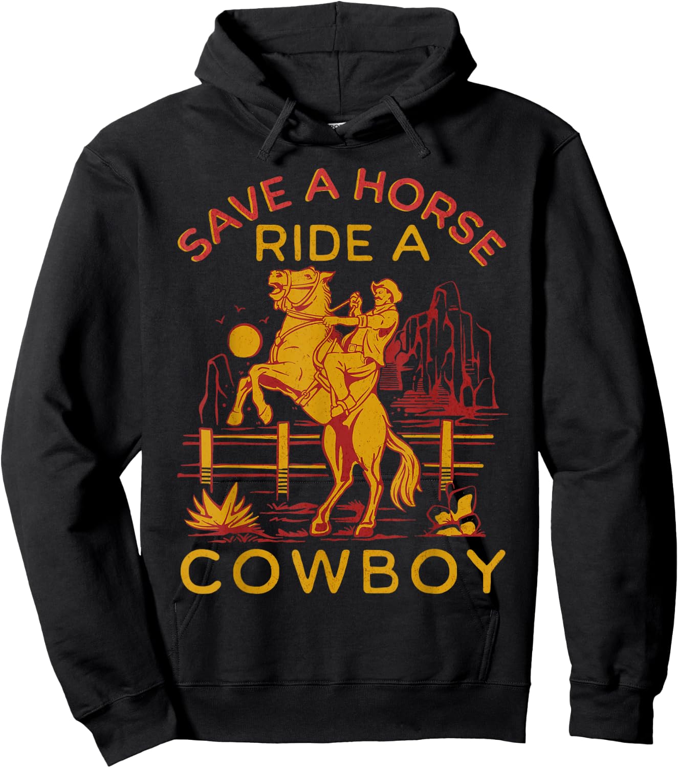 Cowboy - Funny Cowboy Jokes - Save A Horse Ride A Cowboy Hoodie - Hoodie | Black