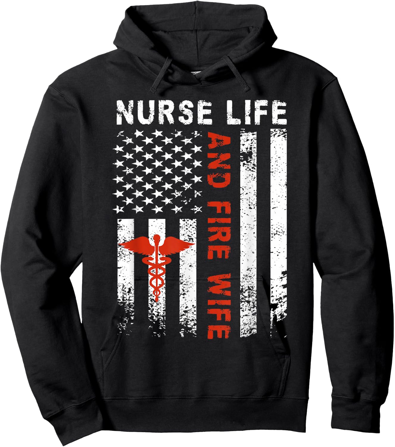 Fire Wife Nurse Life Firefighter Wife Nurse Hoodie - Hoodie | Black