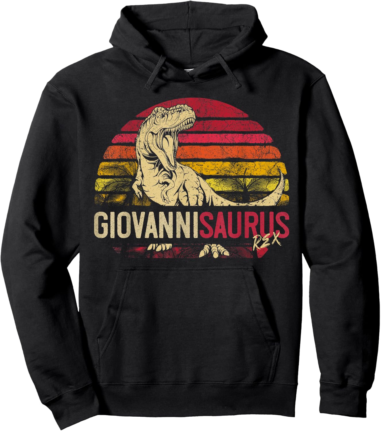 Giovanni Saurus Funny Personalized Dinosaur T Rex Name Gift Hoodie - Hoodie | Black
