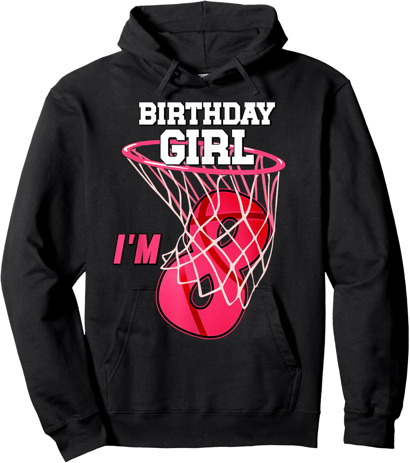 I'm 8 Yrs Old Basketball Theme Party 8th Birthday Girl Hoodie - Hoodie | Black