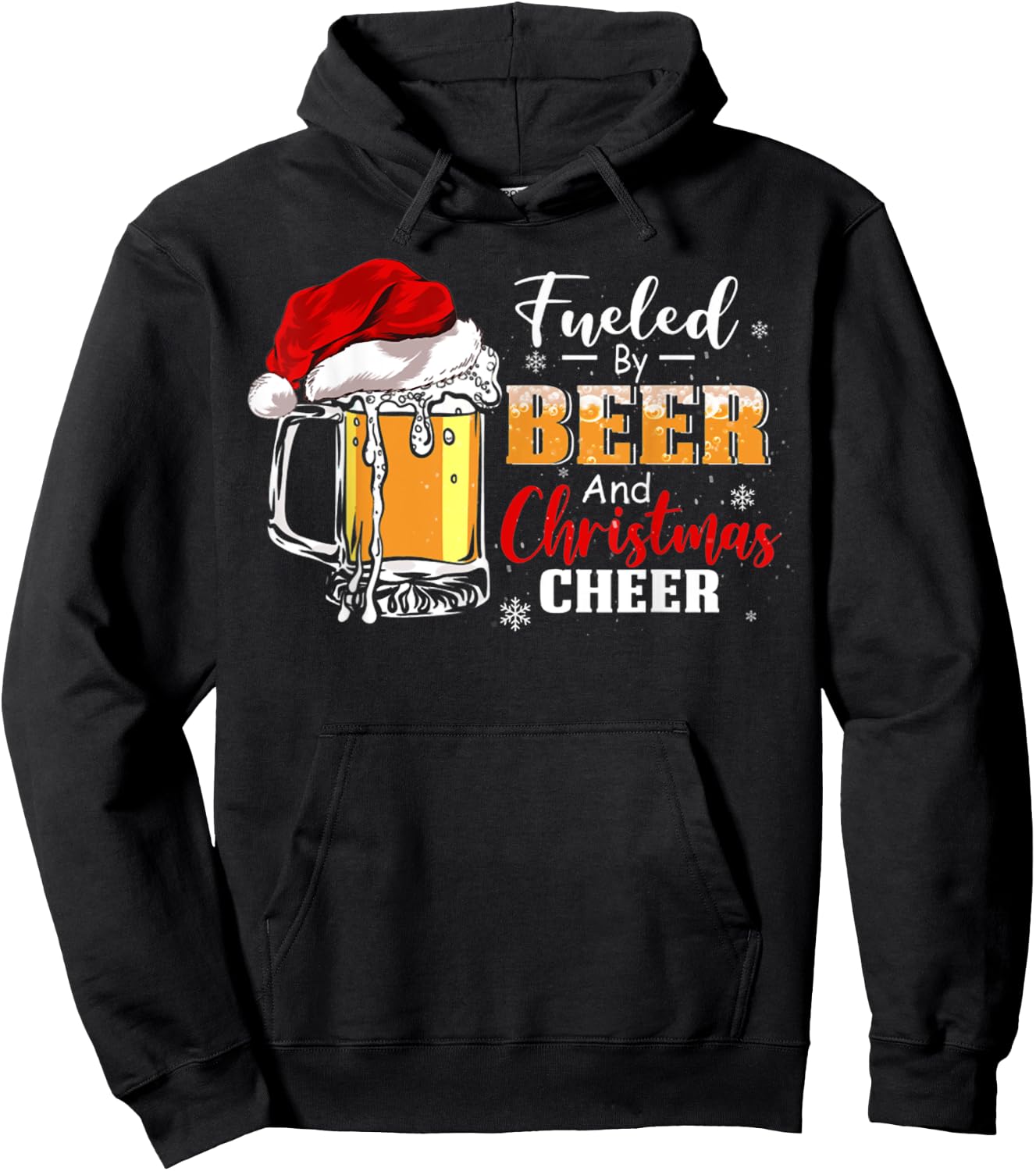 Fueled By Beer And Christmas Cheer Beer Funny Christmas Hoodie - Hoodie | Black