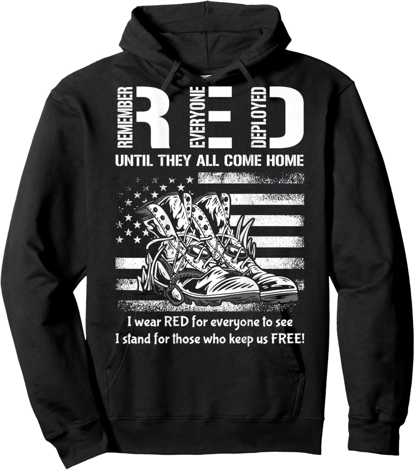 Vintage Red Friday Until They Come Home USA American Flag Hoodie - Hoodie | Black