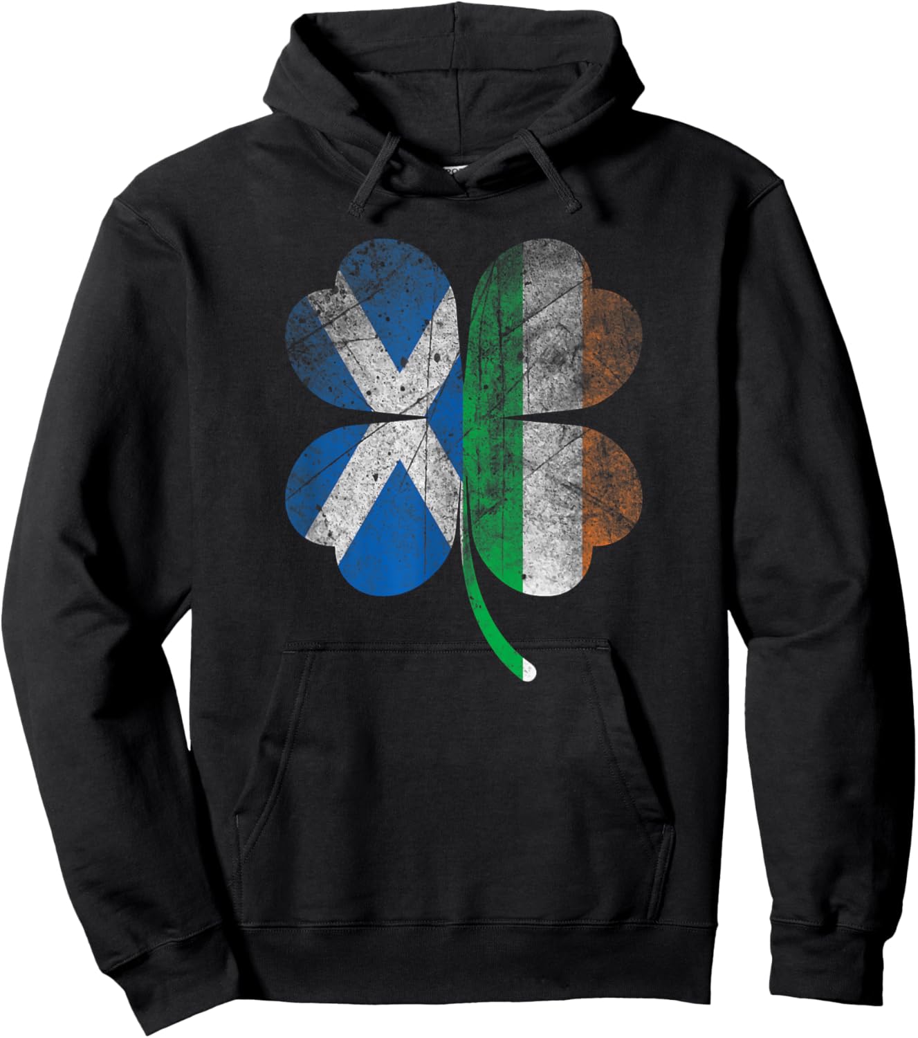 Irish Scottish flag Shamrock Ireland Saint Patricks Day Hoodie - Hoodie | Black