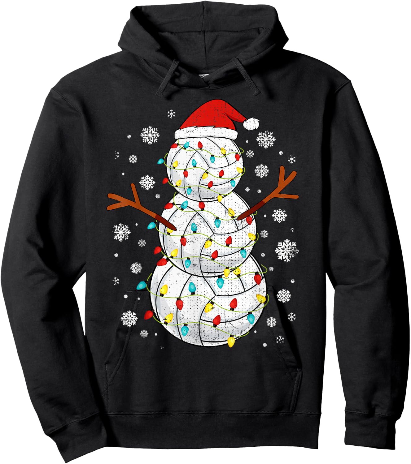 Volleyball Snowman Sports Christmas Hoodie - Hoodie | Black