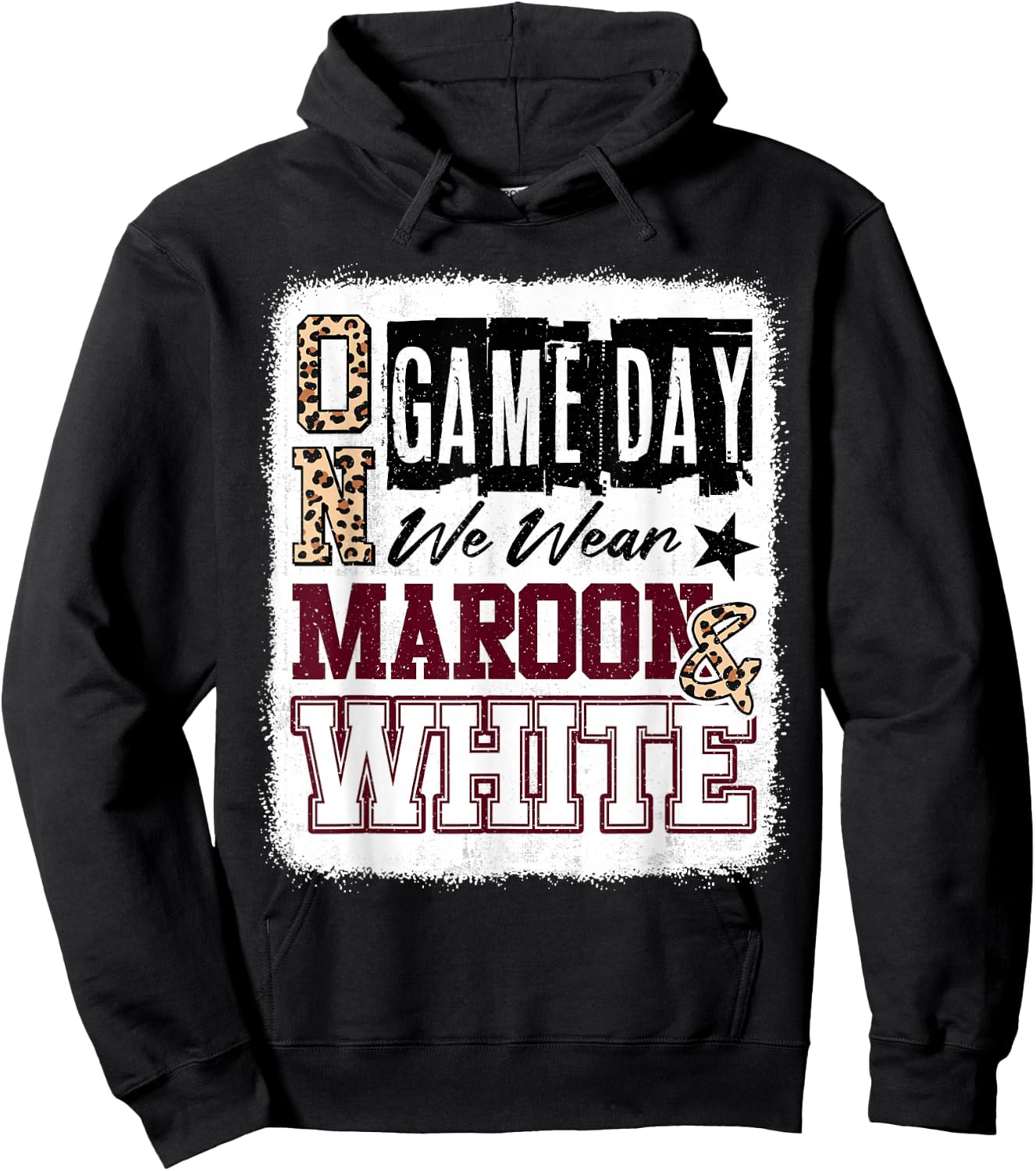 On Gameday Football We Wear Maroon And White School Spirit Hoodie - Hoodie | Black