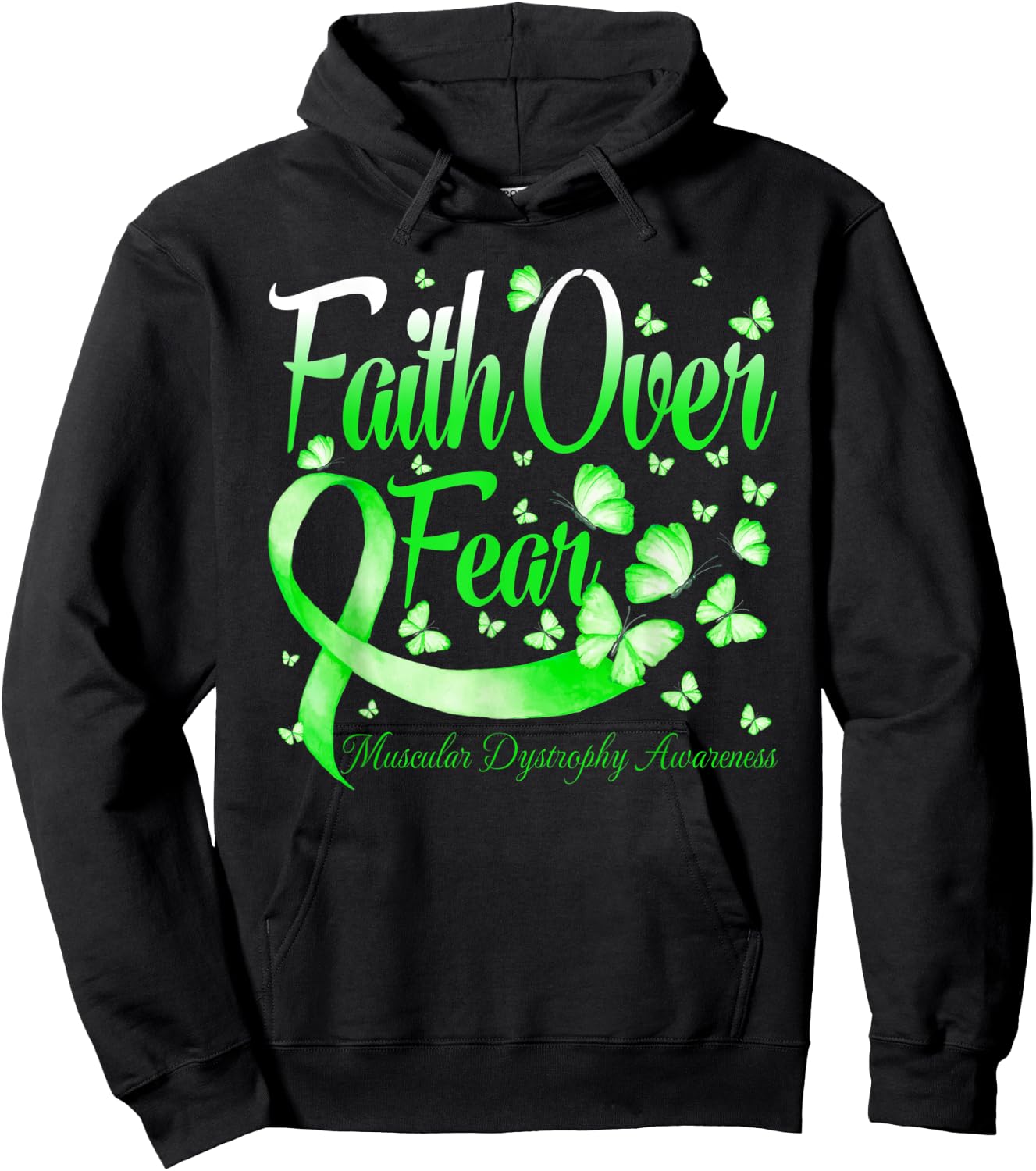 Faith Over Fear Muscular Dystrophy Awareness Butterfly Hoodie - Hoodie | Black