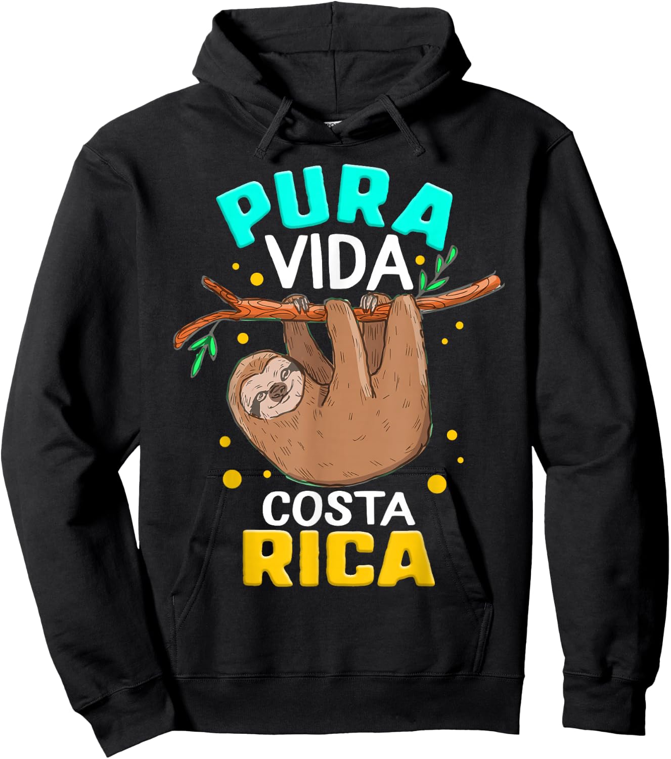 Pura Vida Costa Rica Sloth Sleepy Lazy Summer Vacation Lover Hoodie - Hoodie | Black