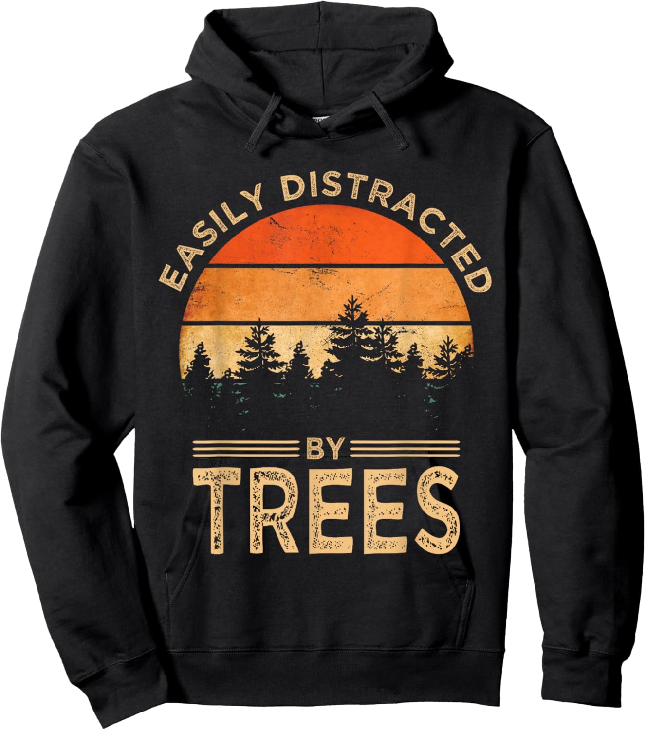 Easily Distracted By Trees Vintage Funny Tree Hoodie - Hoodie | Black