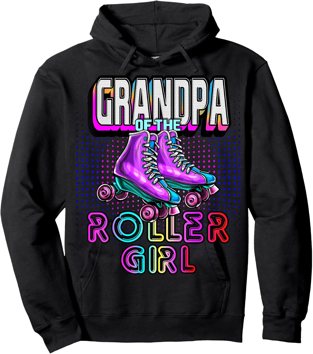 Grandpa Roller Girl Roller Skating Birthday Matching Family Hoodie - Hoodie | Black