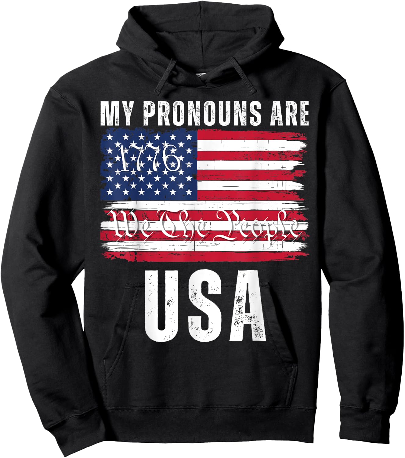 My Pronouns Are USA, We the People, 4th of July Men Women Hoodie - Hoodie | Black