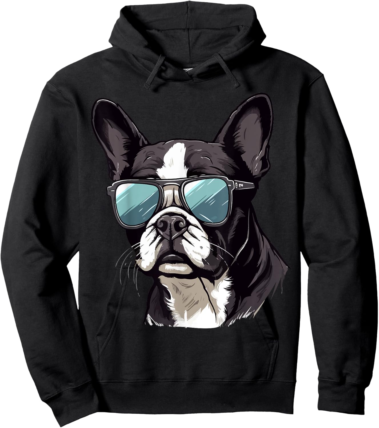 Boston Terrier Bostie Dog Breed Pet with Sunglasses Women Kids Hoodie - Hoodie | Black