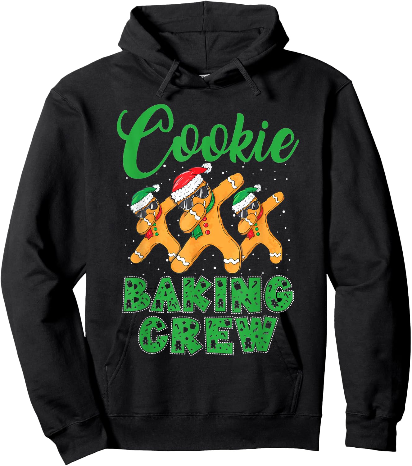 Cookie Baking Crew Dabbing Gingerbread Men Christmas Hats Hoodie - Hoodie | Black