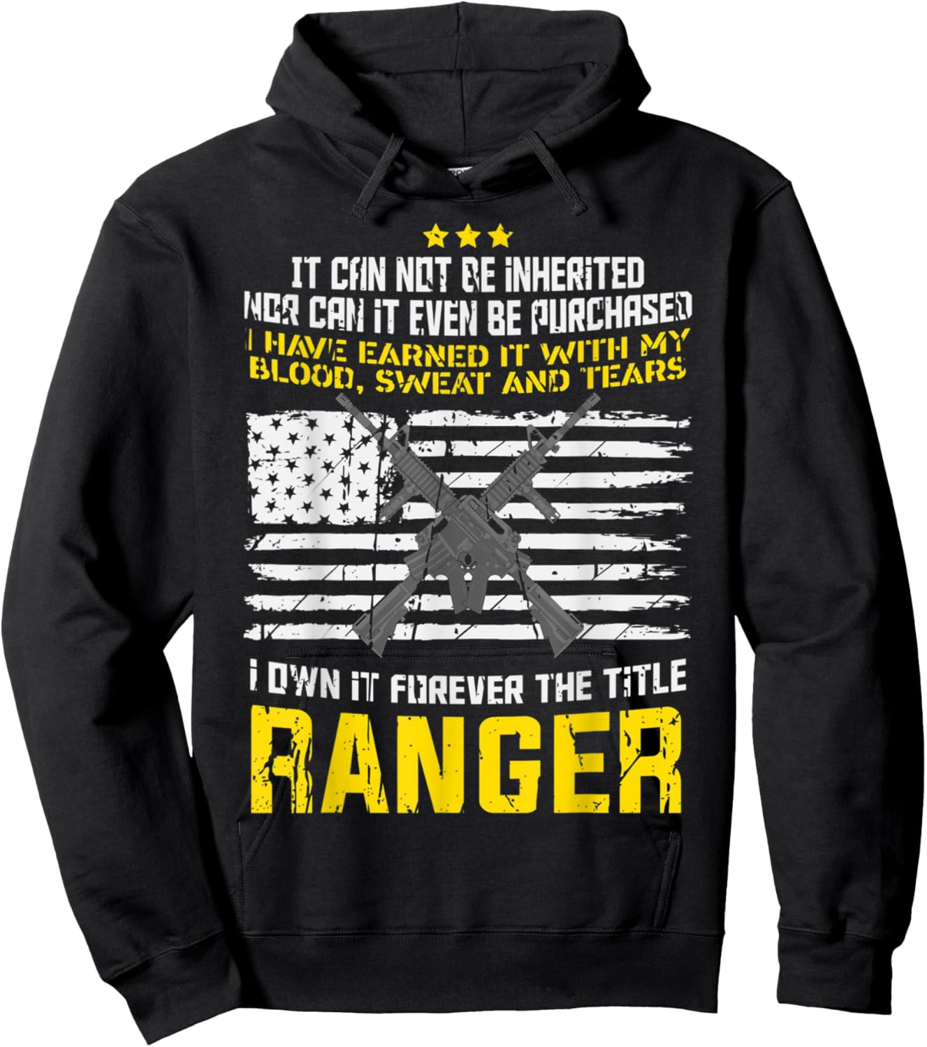 Own It Forever The Title Army Ranger US Veteran Flag USA Hoodie - Hoodie | Black