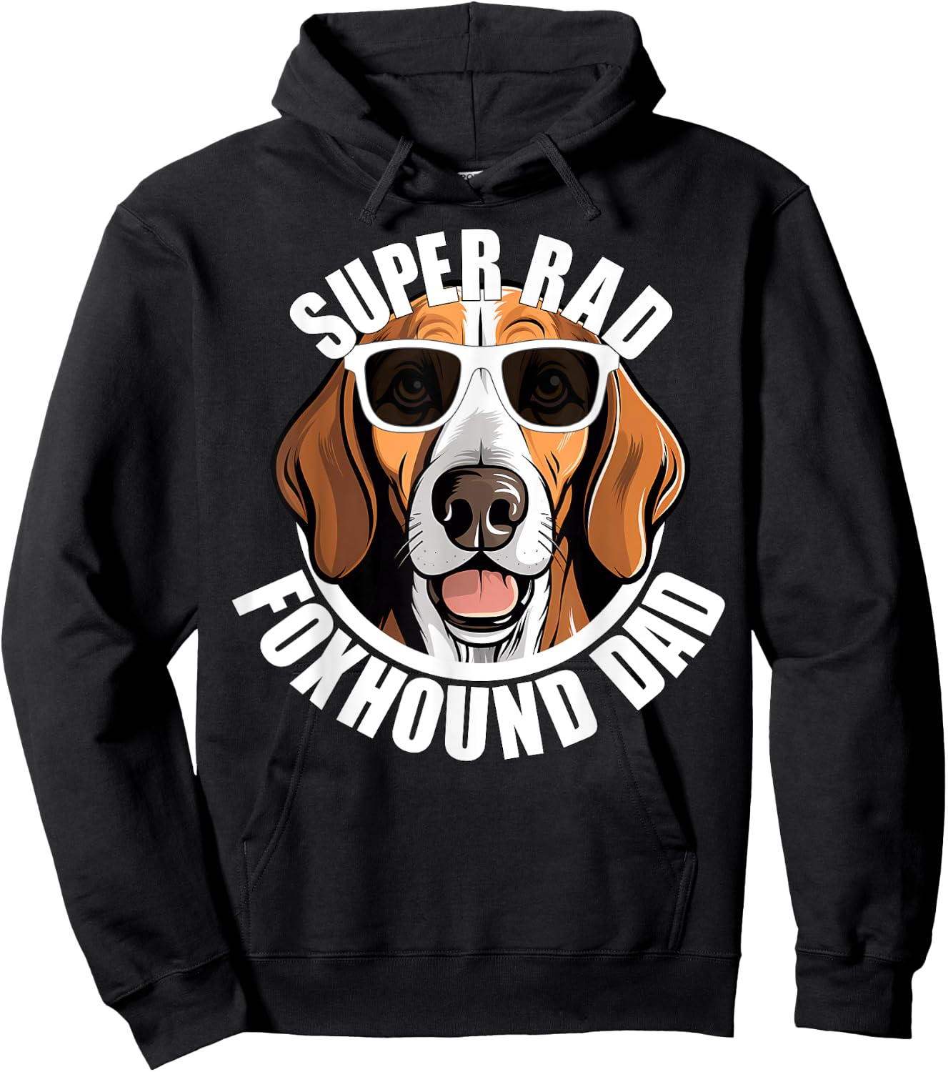 American Foxhound Dad Cute Dog in Sunglasses Funny Super Rad Hoodie - Hoodie | Black