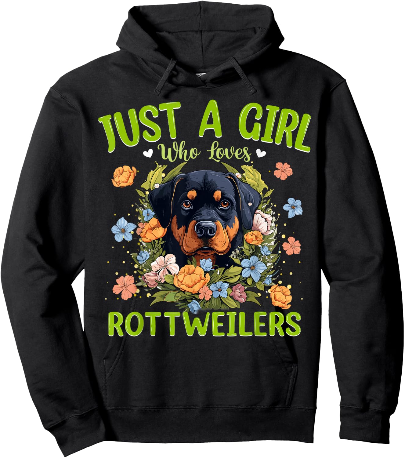 Just A Girl Who Loves Rottweilers Dog Women and Girls Hoodie - Hoodie | Black
